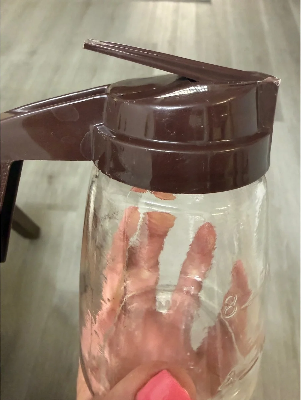 Vintage glass syrup dispenser